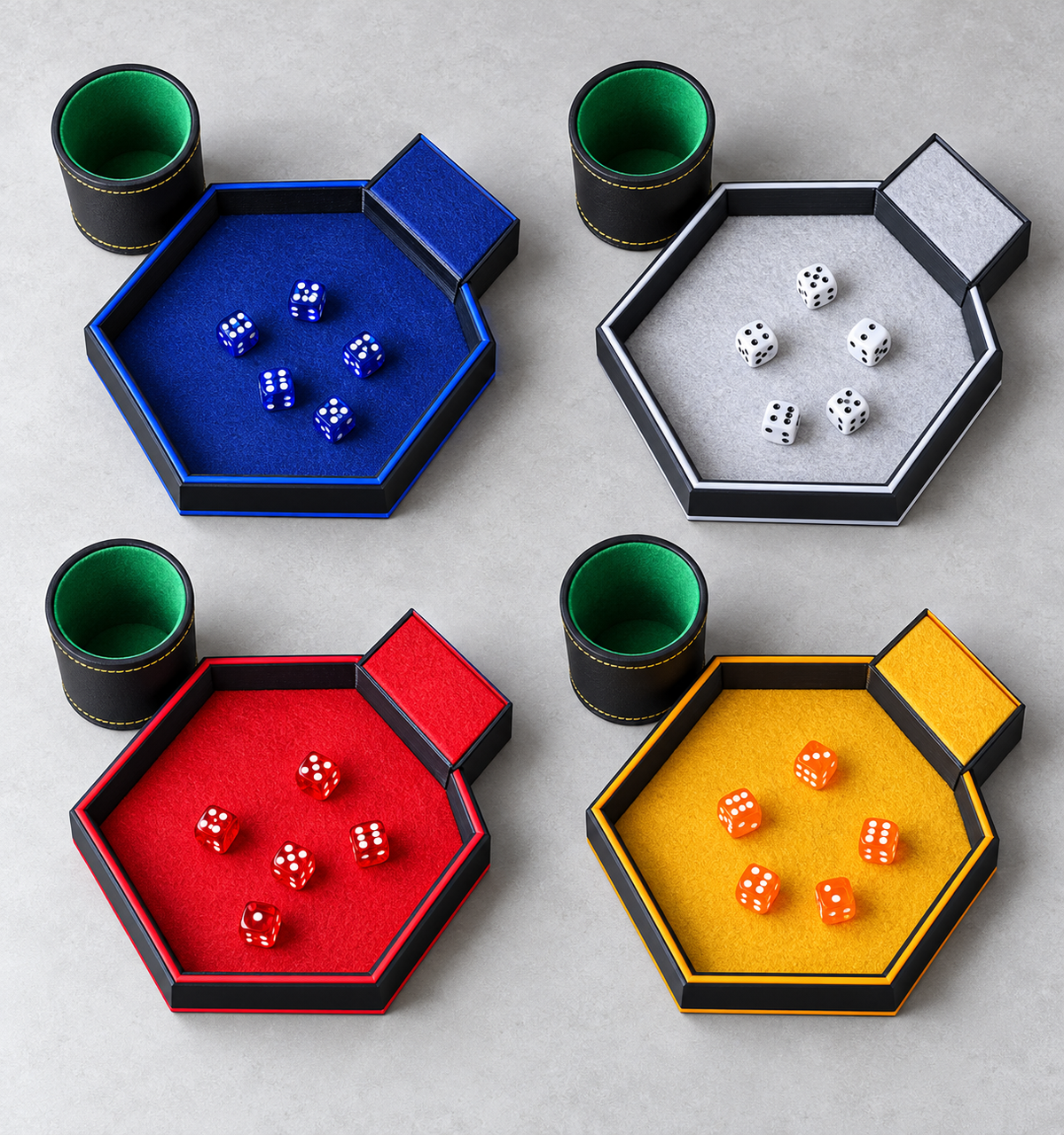 Würfelbrett hochwertiger 3D Druck inkl. Würfelbecher und 5 Farbigen Würfeln